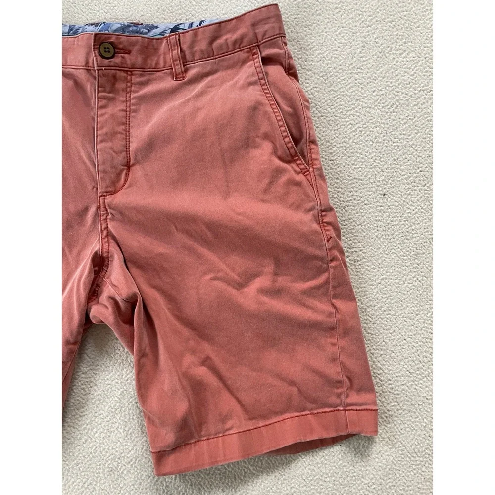 Tommy Bahama Mens 33x10 Shorts Coral Red Boracay Chino Cotton Blend Faded Salmon